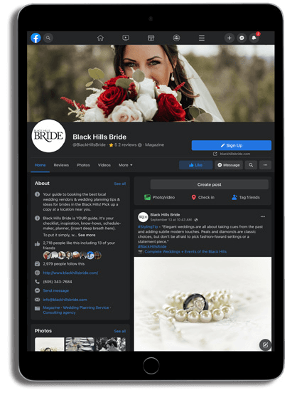 Example of a business presented across digital platforms
